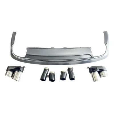 S8 Style Rear Bumper Lip Diffuser with Dual Exhaust Tips for Audi A8 D4 2011-2017 Upgrade S8 Style Rear Bumper Lip Diffuser with Dual Exhaust Tips for Audi A8 D4 2011-2017 Upgrade