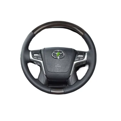 Wood Grain Steering Wheel Assembly with Multifunction Control Buttons and Clock Spring for Toyota Land Cruiser Prado 2010-2020 Wood Grain Steering Wheel Assembly with Multifunction Control Buttons and Clock Spring for Toyota Land Cruiser Prado 2010-2020