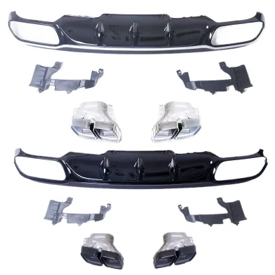 Rear Bumper Diffuser Lip and Exhaust Muffler Tip Kit for Mercedes-Benz E-Class W213 E63 Style Quad Exit Rear Bumper Diffuser Lip and Exhaust Muffler Tip Kit for Mercedes-Benz E-Class W213 E63 Style Quad Exit