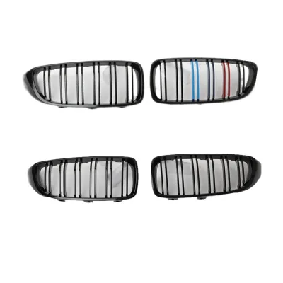 Front Kidney Grille for BMW 4 Series F32 2013-2020 Double Slat Gloss Black M-Color Grille Insert Front Kidney Grille for BMW 4 Series F32 2013-2020 Double Slat Gloss Black M-Color Grille Insert