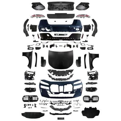 Full Body Kit Upgrade Front Bumper and LED Headlight Assembly Conversion Compatible with BMW 7 Series F02 Look to G70 Style