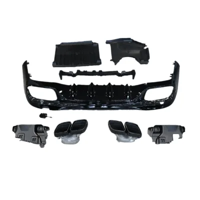 Rear Bumper Lip Diffuser with Exhaust Muffler Tips C63 AMG Style for Mercedes-Benz C-Class W206 Rear Bumper Lip Diffuser with Exhaust Muffler Tips C63 AMG Style for Mercedes-Benz C-Class W206