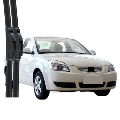 Universal Fit Frameless Windshield Wiper Blades for Kia Rio Silent Natural Rubber Car Front Window Wiper Set