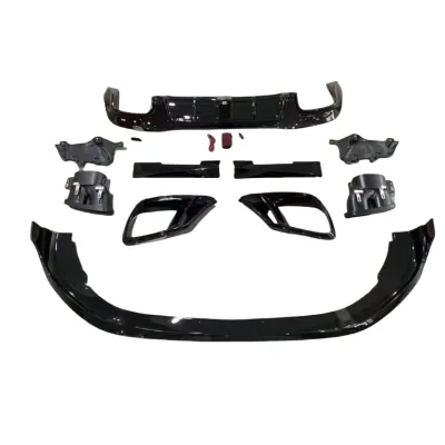 Rear Bumper Lip Spoiler with Quad Exhaust Muffler Tips Compatible for Mercedes-Benz S-Class W222 Brabus Style Body Kit