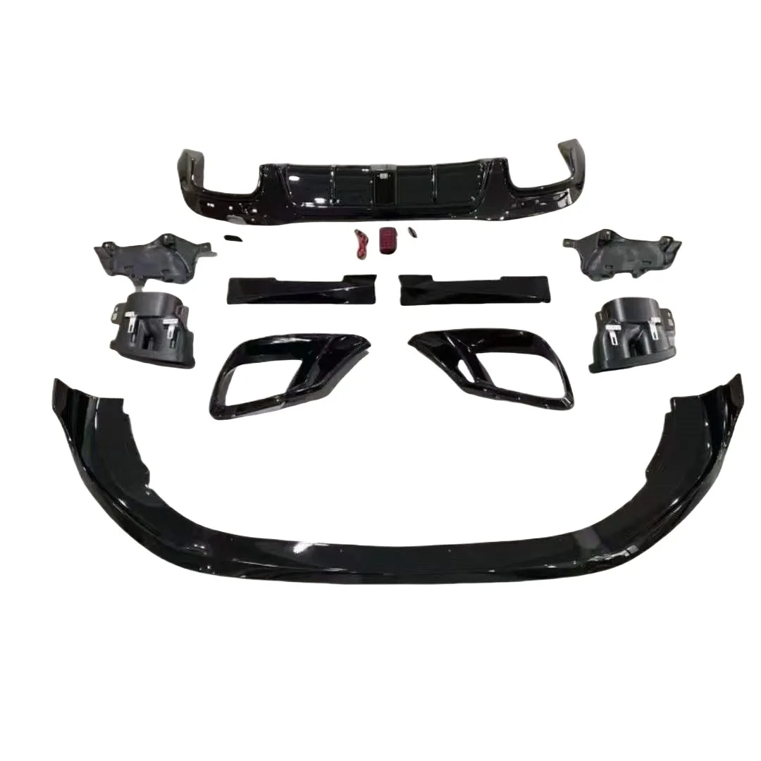 Rear Bumper Lip Spoiler with Quad Exhaust Muffler Tips Compatible for Mercedes-Benz S-Class W222 Brabus Style Body Kit