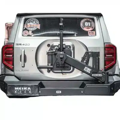 Heavy-Duty Spare Tire Carrier Bracket and Multi-Functional License Plate Frame with Reverse Light with Steel Rear Bumper Compatibility Heavy-Duty Spare Tire Carrier Bracket and Multi-Functional License Plate Frame with Reverse Light with Steel Rear Bumper Compatibility