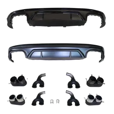 RSQ5 Style Rear Bumper Diffuser and Dual Exhaust Tips for Audi Q5 2018-2023 RSQ5 Style Rear Bumper Diffuser and Dual Exhaust Tips for Audi Q5 2018-2023