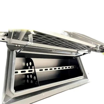 Pickup Truck Bed Canopy with Side Openings for Navara L200 Hilux Revo, Three-Door High Cover with Storage Windows