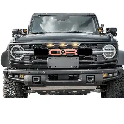 Front Grille Frame Decor Trim with Integrated LED Lights for Ford Bronco Base to Raptor Conversion Front Grille Frame Decor Trim with Integrated LED Lights for Ford Bronco Base to Raptor Conversion