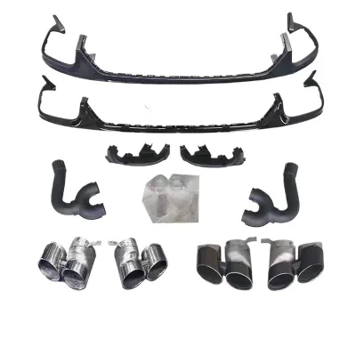 Rear Bumper Lip Diffuser with Quad Exhaust Muffler Tips Compatible for Audi Q8 SQ8 Style Sport Tuning Rear Bumper Lip Diffuser with Quad Exhaust Muffler Tips Compatible for Audi Q8 SQ8 Style Sport Tuning