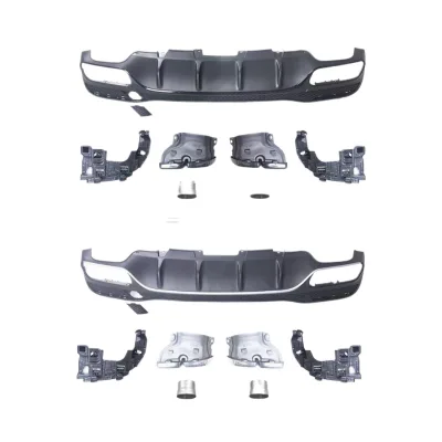 Rear Bumper Diffuser with Exhaust Muffler Tips Compatible for Mercedes Benz GLE W166 GLS X166 GLE63 Style Upgrade Rear Bumper Diffuser with Exhaust Muffler Tips Compatible for Mercedes Benz GLE W166 GLS X166 GLE63 Style Upgrade
