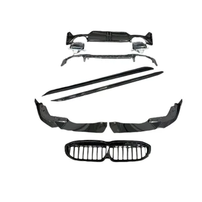 MP Style Gloss Black Aerodynamic Kit for BMW 3 Series G20 G28 Front Lip Side Skirts Rear Diffuser with Exhaust Tips MP Style Gloss Black Aerodynamic Kit for BMW 3 Series G20 G28 Front Lip Side Skirts Rear Diffuser with Exhaust Tips