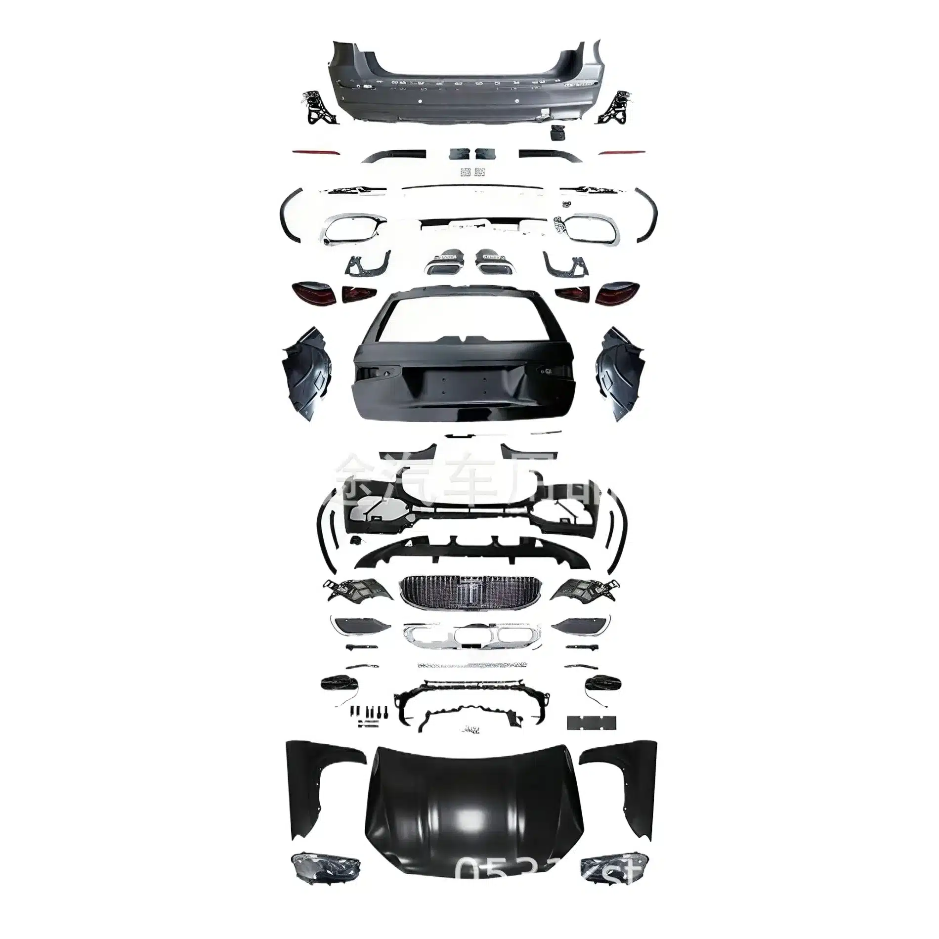 Front and Rear Bumper Body Kit Maybach Style for Mercedes-Benz GL-Class X166 Conversion to GLS X167 Look