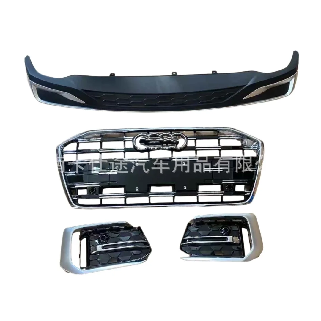 Front Bumper Grille Replacement Honeycomb Hex Mesh Radiator Guard for Audi A6L C8 2019-2023 Facelift Style