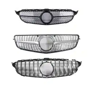 Front Bumper Grille Star Diamond and GT R Vertical Slat Style for C-Class W204 W205 Models Front Bumper Grille Star Diamond and GT R Vertical Slat Style for C-Class W204 W205 Models