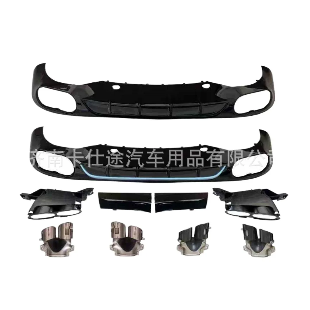 Rear Bumper Diffuser and Exhaust Tips Kit for Mercedes-Benz E-Class W214 Executive Type E53 Style Rear Lip with Tailpipe Mufflers