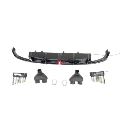 Rear Bumper Diffuser Lip with Quad Exhaust Tips and LED Brake Light Compatible with Audi A7 S7 Performance Styling Upgrade Rear Bumper Diffuser Lip with Quad Exhaust Tips and LED Brake Light Compatible with Audi A7 S7 Performance Styling Upgrade
