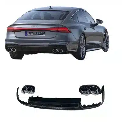 Quad Exhaust Tips Muffler Tips and Rear Bumper Lip Diffuser Upgrade Kit for Audi A6L C8 A7 S6 S7 Style Quad Exhaust Tips Muffler Tips and Rear Bumper Lip Diffuser Upgrade Kit for Audi A6L C8 A7 S6 S7 Style