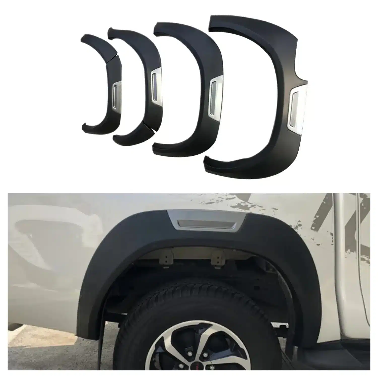 Matte Grey Exterior Wheel Arches Fender Flares Mudguards for Toyota Hilux Revo 2016-Onwards