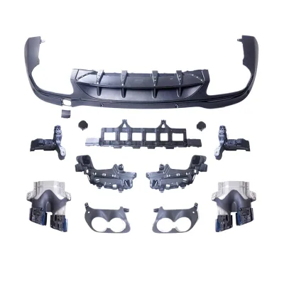 Rear Bumper Diffuser Lip With Exhaust Muffler Tips Compatible for Mercedes-Benz GLC Class X253 GLC43 GLC63 Style Upgrade