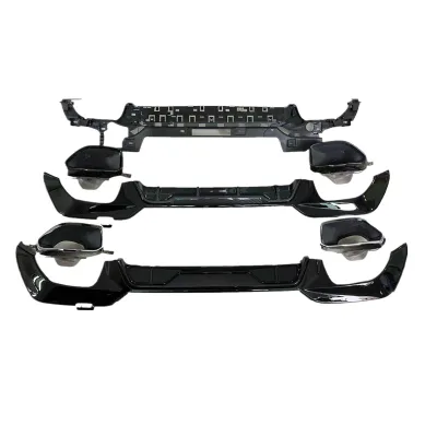 Rear Bumper Lip Diffuser and Exhaust Tips Replacement for BMW 3 Series G20 G28 2019-2022 M340i Style Square Tailpipes Rear Bumper Lip Diffuser and Exhaust Tips Replacement for BMW 3 Series G20 G28 2019-2022 M340i Style Square Tailpipes