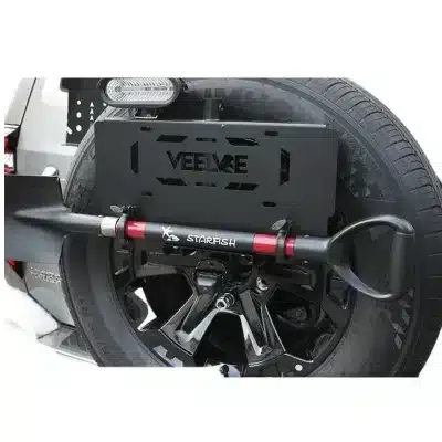 Heavy-Duty Spare Tire License Plate Holder with Flagpole Mount and Reverse Light Support for Tank 400 Heavy-Duty Spare Tire License Plate Holder with Flagpole Mount and Reverse Light Support for Tank 400