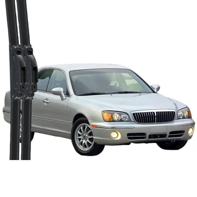 All-Season Frameless Windshield Wiper Blades Multi-Fit Silent Natural Rubber Replacement for Hyundai Grandeur