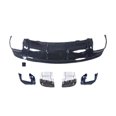 Rear Bumper Diffuser with Exhaust Muffler Tips Green Trim for Mercedes-Benz CLA-Class W117 2013-2019 CLA45 AMG Style Rear Bumper Diffuser with Exhaust Muffler Tips Green Trim for Mercedes-Benz CLA-Class W117 2013-2019 CLA45 AMG Style