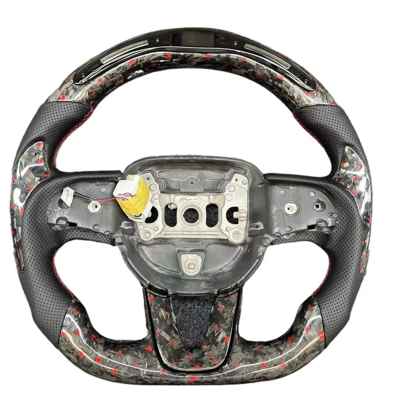 Carbon Fiber Steering Wheel with LED Display and Forged Reflective Finish Compatible with Dodge Challenger