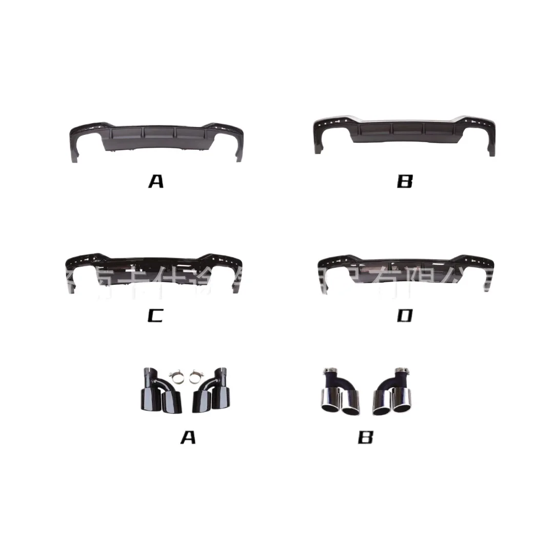 Rear Bumper Diffuser Lip with Exhaust Muffler Tips S5 Style for Audi A5 2021