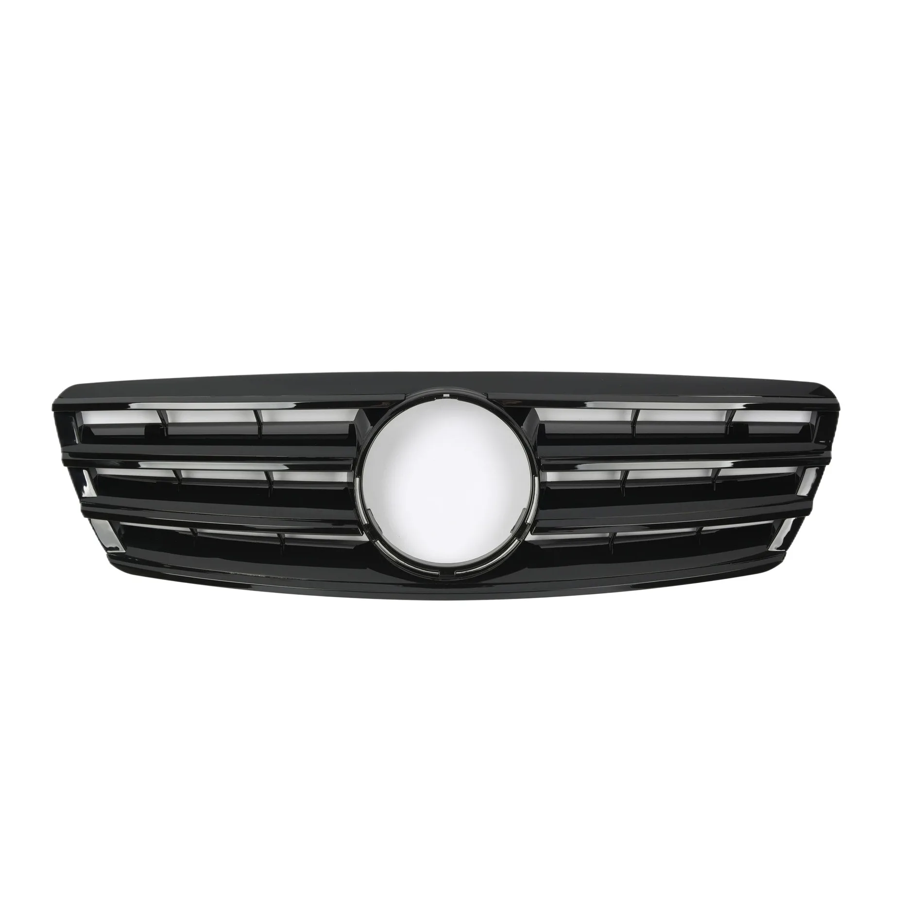 Front Bumper Grille 3-Bar Style Mesh Grille Insert for Mercedes-Benz C-Class W203 2000-2006
