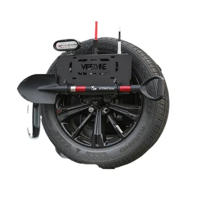 Heavy Duty Steel Rear Tire Plate License Frame with Multi-Functional Shovel and Antenna Flagpole Mount for Off-Road SUVs