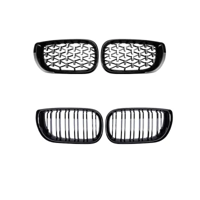 Front Kidney Grille Replacement for BMW 3 Series E46 Double Slat M3 Style Gloss Black Mesh Grille Front Kidney Grille Replacement for BMW 3 Series E46 Double Slat M3 Style Gloss Black Mesh Grille