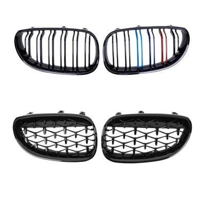 Front Kidney Grille Dual Slat Gloss Black Racing Grill for BMW 5 Series E60 E61 M5