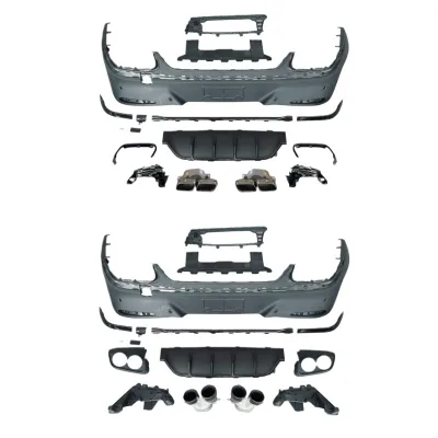 Rear Bumper Diffuser with Exhaust Pipe Tips for Mercedes-Benz GLC Class Coupe X254 GLC43 GLC63 Upgrade Rear Bumper Diffuser with Exhaust Pipe Tips for Mercedes-Benz GLC Class Coupe X254 GLC43 GLC63 Upgrade