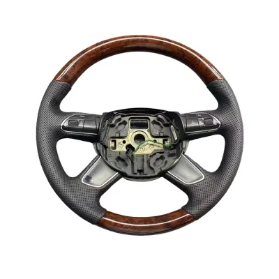 Custom Steering Wheel Real Wood Wood Grain Finish Compatible with Audi A4 A5 Series Interior Upgrade Custom Steering Wheel Real Wood Wood Grain Finish Compatible with Audi A4 A5 Series Interior Upgrade