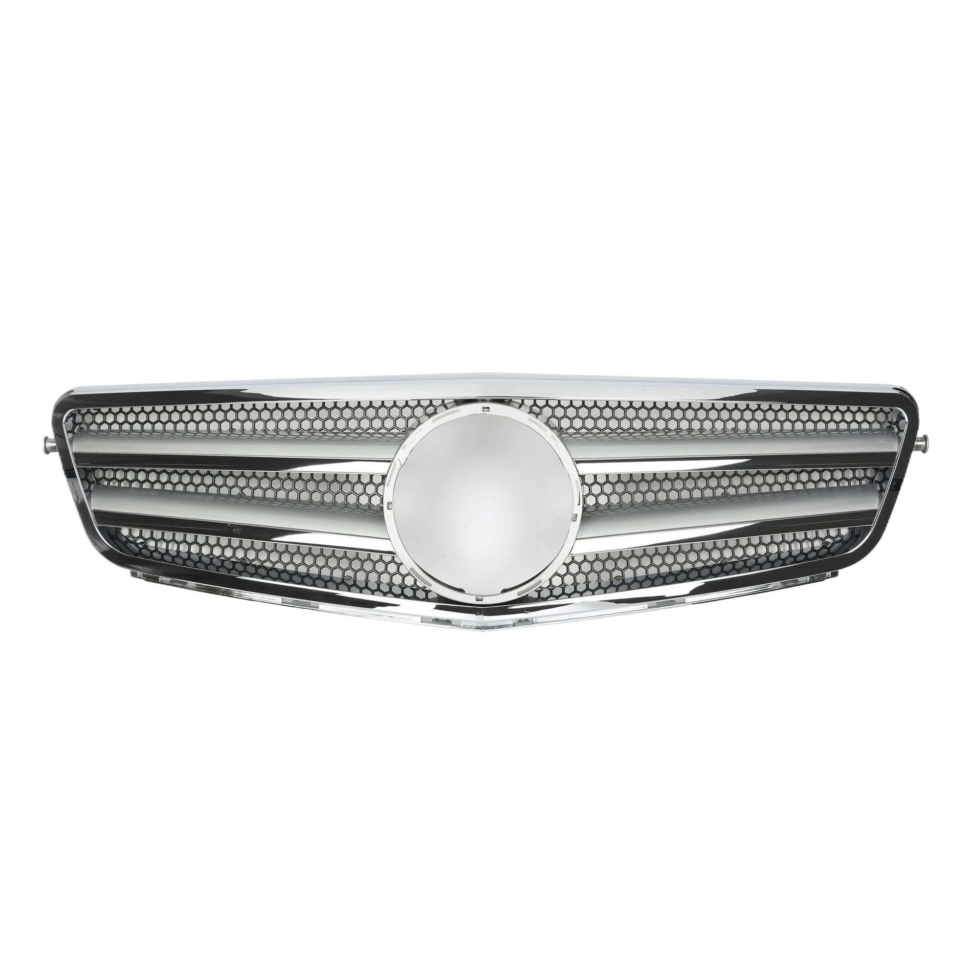 Front Bumper Grille 2-Slat Mesh Grill Matte Black for Mercedes-Benz C-Class W204 2008-2013