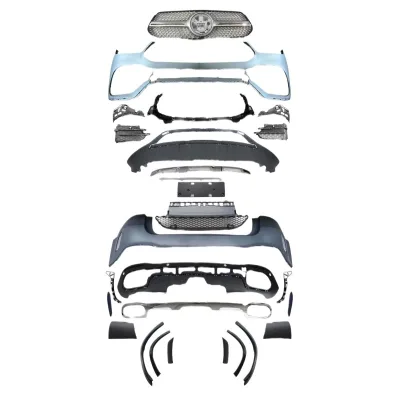 Front Bumper Body Kit with Grille Assembly Compatible for Mercedes-Benz GLE W167 GLE53 Style Sport Upgrade