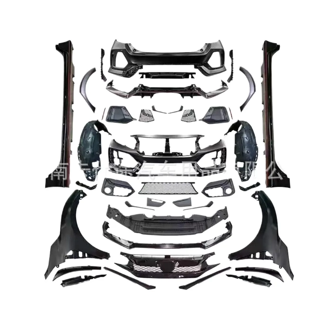 Type-R Style Body Kit Compatibility for Honda Civic 2016-2021 1:1 Scale Wide Body Bumper Conversion