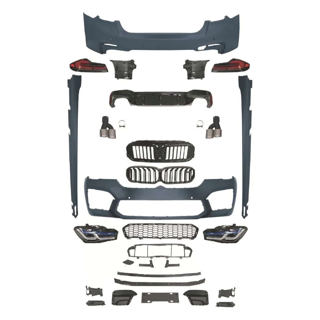 Front Bumper Body Kit with Grille Upgrade for BMW 5 Series G30 G38 2018-2020