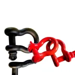 Heavy Duty Tow Hook Shackle for Pickup Truck Bumper, Front Rear Universal Recovery Hitch Ring, Black Red