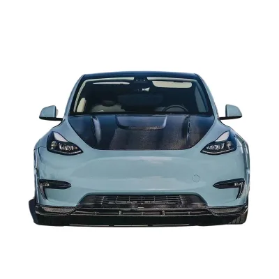 Carbon Fiber Exterior Modification Kit Parts Front Lip Side Skirts Rear Diffuser Spoiler and Hood for Model Y Carbon Fiber Exterior Modification Kit Parts Front Lip Side Skirts Rear Diffuser Spoiler and Hood for Model Y