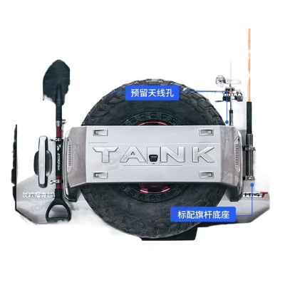 Heavy Duty Steel Spare Tire Cover Expansion Bracket Kit for Tank 400 Hi4-T Off-Road Tailgate Mounting System for Flagpole Antenna and Shovel Heavy Duty Steel Spare Tire Cover Expansion Bracket Kit for Tank 400 Hi4-T Off-Road Tailgate Mounting System for Flagpole Antenna and Shovel