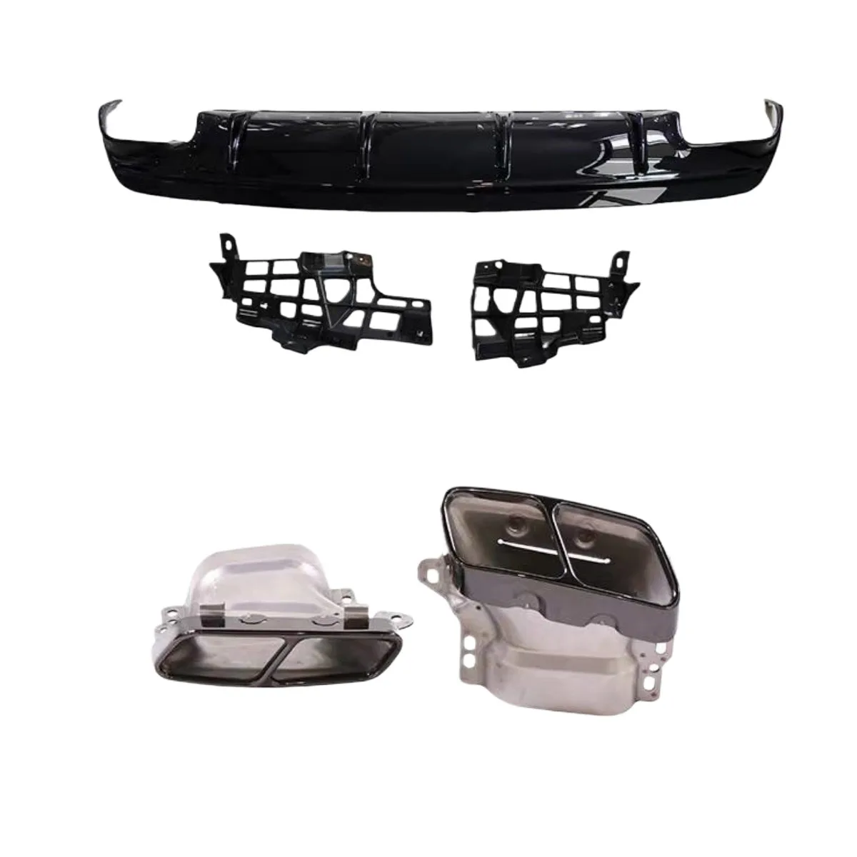 AMG Style Rear Bumper Diffuser with Exhaust Muffler Tips for Mercedes-Benz CLA Class W117