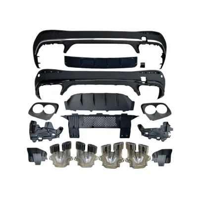 Rear Bumper Diffuser Lip with Exhaust Muffler Tips Compatible for Mercedes-Benz GLC-Class X254 Upgrade GLC63 GLC43 Style Rear Bumper Diffuser Lip with Exhaust Muffler Tips Compatible for Mercedes-Benz GLC-Class X254 Upgrade GLC63 GLC43 Style