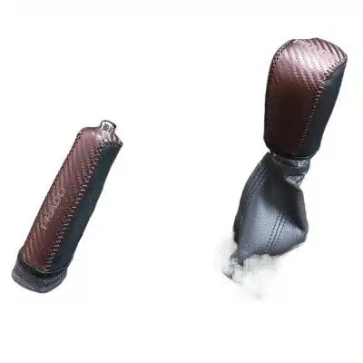 Genuine Leather Gear Shift Knob Cover and Handbrake Sleeve Kit for Toyota Land Cruiser Prado 2010-2019