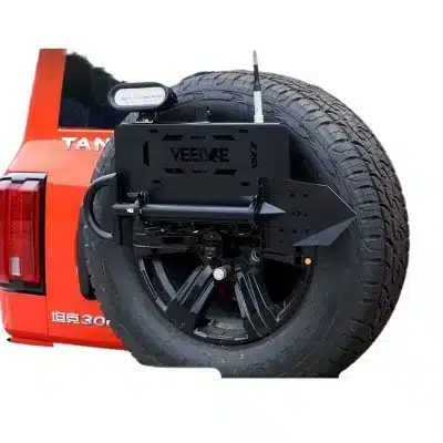 Multi-Functional Spare Tire License Plate Holder with Flagpole Mount and Shovel Bracket for Tank 300 Off-Road Vehicle Multi-Functional Spare Tire License Plate Holder with Flagpole Mount and Shovel Bracket for Tank 300 Off-Road Vehicle