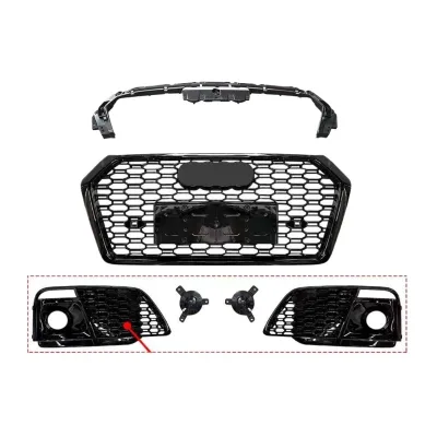RSQ5 Style Front Grille Mesh Honeycomb Bumper Grill for Audi Q5 2018-2020 RSQ5 Style Front Grille Mesh Honeycomb Bumper Grill for Audi Q5 2018-2020