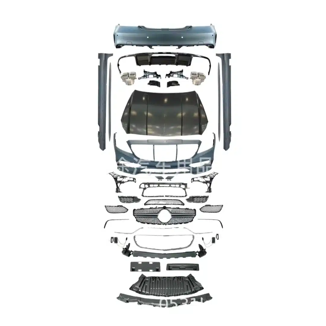 CLS63 Style Front Rear Bumper Kit with Rear Diffuser and Exhaust Tips for Mercedes-Benz CLS-Class W218 2015-2018 Body Kit Upgrade