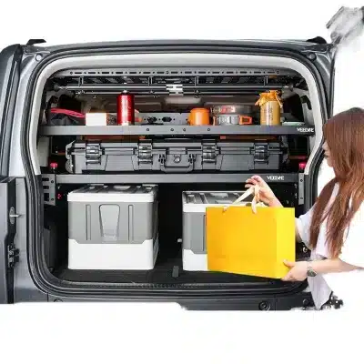 Rear Trunk Side Storage Shelf Aluminum Alloy Cargo Organizer Racks and Foldable Net for Haval Raptor